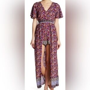 Angie Floral Long‎ Line Romper - M